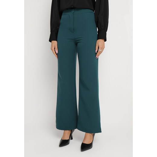 Ciemnozielone Szerokie Spodnie z Wysokim Stanem Visalla ze sklepu Born2be Odzież w kategorii Spodnie damskie - zdjęcie 164529543