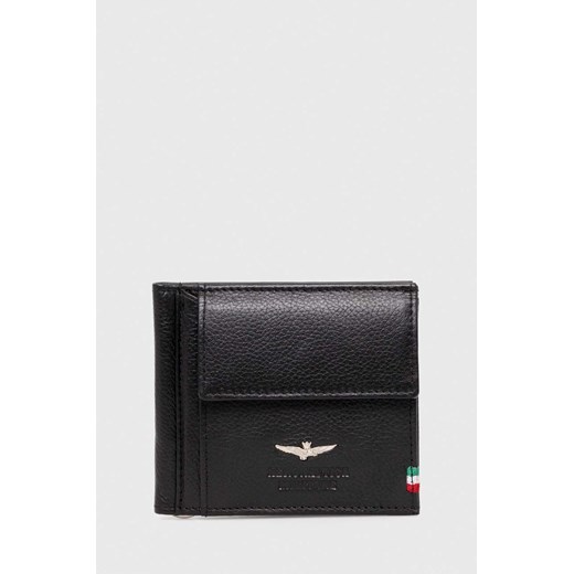 Aeronautica Militare portfel skórzany męski kolor czarny ze sklepu ANSWEAR.com w kategorii Portfele męskie - zdjęcie 164530430