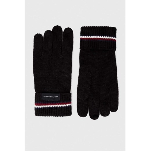 Tommy Hilfiger rękawiczki z domieszką wełny kolor czarny ze sklepu ANSWEAR.com w kategorii Rękawiczki męskie - zdjęcie 164530451