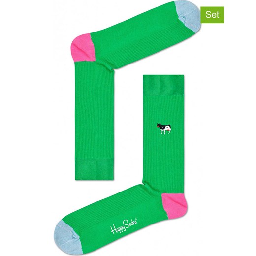 Happy Socks Skarpety (2 pary) &quot;Embroidery&quot; w kolorze zielonym Happy Socks 41-46 Limango Polska okazyjna cena