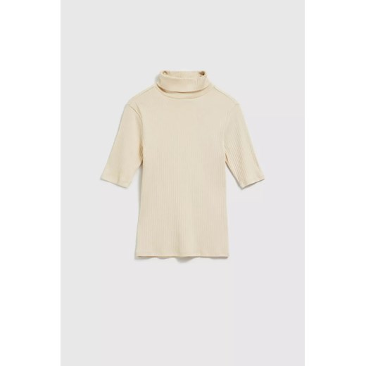 Bluzka damska Moodo.pl z golfem z krótkim rękawem 