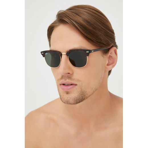 Ray-Ban okulary CLUBMASTER męskie kolor brązowy 0RB3016 ze sklepu PRM w kategorii Okulary przeciwsłoneczne męskie - zdjęcie 164537133