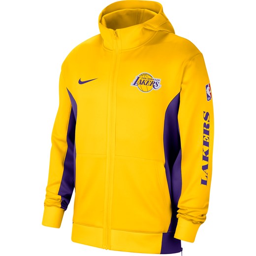 Męska bluza z kapturem i zamkiem na całej długości Los Angeles Lakers Showtime Nike Dri-FIT NBA - Żółty ze sklepu Nike poland w kategorii Bluzy męskie - zdjęcie 164540763