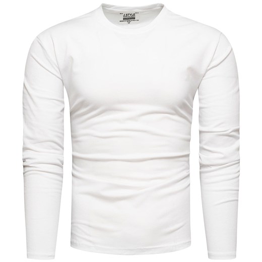 Koszulka męska longsleeve gładki biały Recea ze sklepu Recea.pl w kategorii T-shirty męskie - zdjęcie 164544553