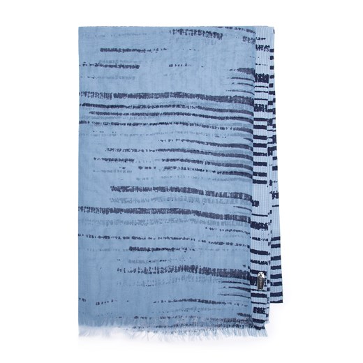 Damski szal z bawełną w nieregularne paski granatowo-niebieski ze sklepu WITTCHEN w kategorii Szaliki i chusty damskie - zdjęcie 164547273