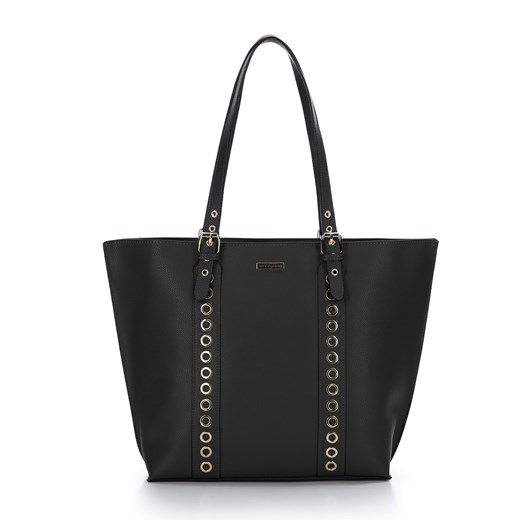 Torebka shopperka z nitowanymi paskami czarna ze sklepu WITTCHEN w kategorii Torby Shopper bag - zdjęcie 164547552