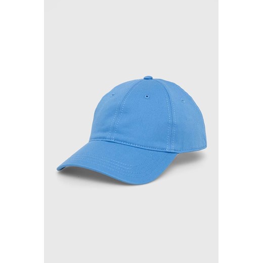Lacoste czapka z daszkiem bawełniana kolor niebieski gładka ze sklepu PRM w kategorii Czapki z daszkiem damskie - zdjęcie 164554863