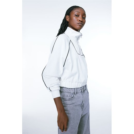 H & M - Bluza oversize z suwakiem u góry - Biały H & M M H&M