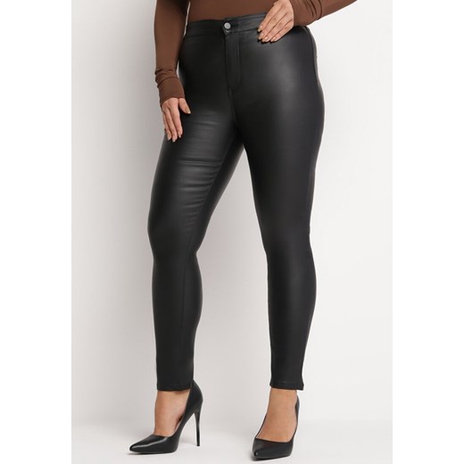 Czarne Spodnie Skinny z Wysokim Staniem z Ekoskóry Darati ze sklepu Born2be Odzież w kategorii Spodnie damskie - zdjęcie 164569022