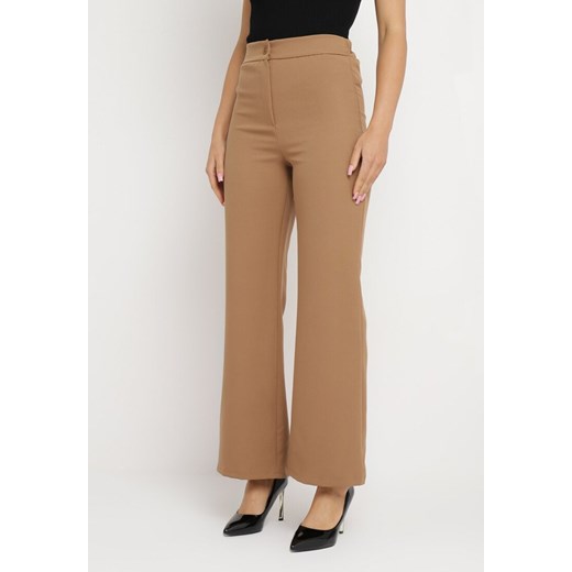 Brązowe Szerokie Spodnie z Wysokim Stanem Visalla ze sklepu Born2be Odzież w kategorii Spodnie damskie - zdjęcie 164569433