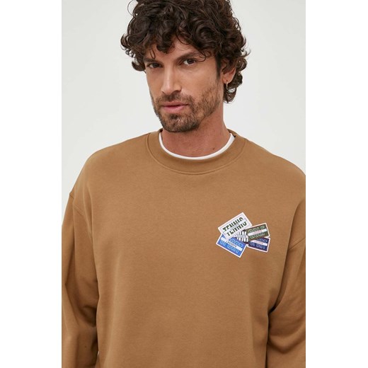 Lacoste bluza bawełniana męska kolor beżowy z aplikacją ze sklepu PRM w kategorii Bluzy męskie - zdjęcie 164576003