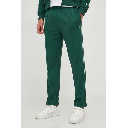 Lacoste spodnie dresowe kolor zielony gładkie ze sklepu PRM w kategorii Spodnie męskie - zdjęcie 164576523