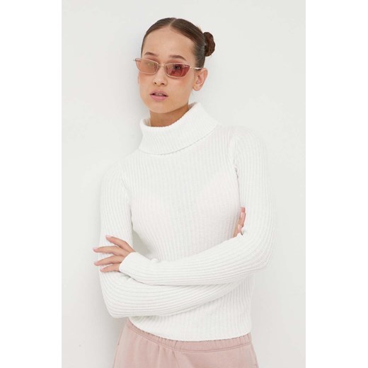 Hollister Co. sweter damski kolor biały z golfem Hollister Co. M ANSWEAR.com