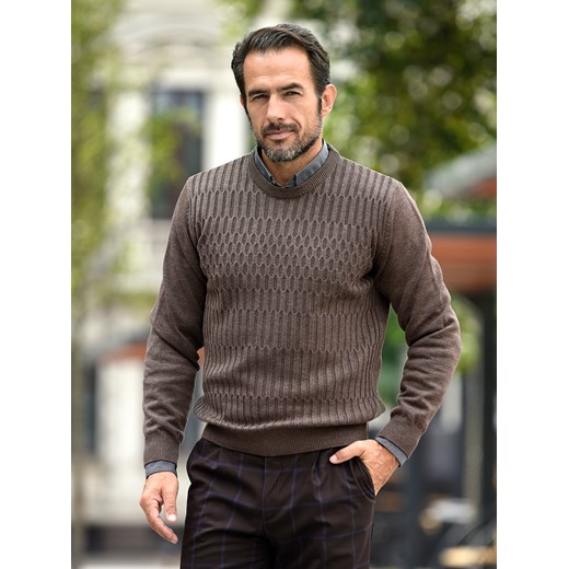 Sweter męski Kacper pod szyję - brąz - M ze sklepu Swetry Lasota w kategorii Swetry męskie - zdjęcie 164580142
