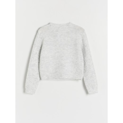 Reserved - Dzianinowy sweter z falbaną - jasnoszary Reserved 164 (13 lat) Reserved