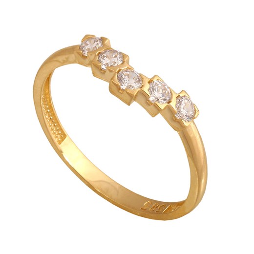 złoty pierścionek 585 pięć białych cyrkonii 1,35 g Lovrin LOVRIN