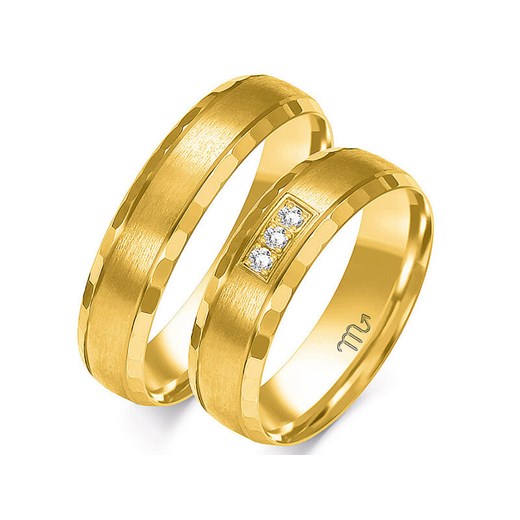 obrączka ślubna pierścionek złoty 585 z cyrkoniami Lovrin LOVRIN
