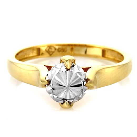 złoty pierścionek 585 kryształek z białego złota Lovrin LOVRIN