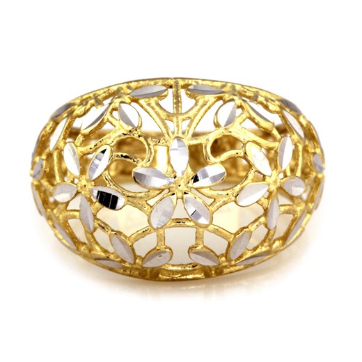 złoty pierścionek 585 z białym złotem ażurowy 16 19 Lovrin LOVRIN