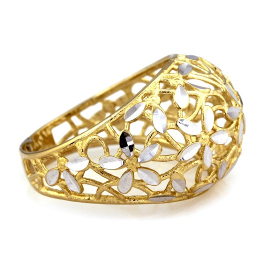 złoty pierścionek 585 z białym złotem ażurowy 16 19 Lovrin LOVRIN