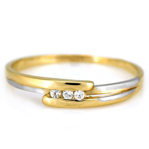 złoty pierścionek 585 białe złoto z cyrkoniami Lovrin LOVRIN