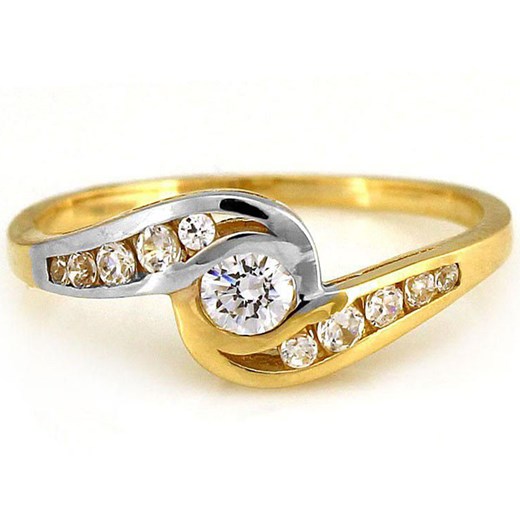 złoty pierścionek 585 z białym złotem i cyrkonią Lovrin LOVRIN