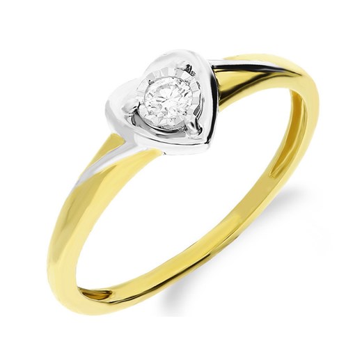 złoty pierścionek 585 serduszko diament Lovrin LOVRIN
