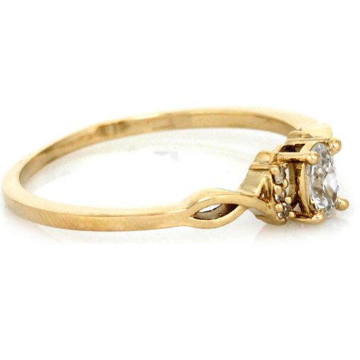 złoty pierścionek 585 z białą cyrkonią 12r Lovrin LOVRIN