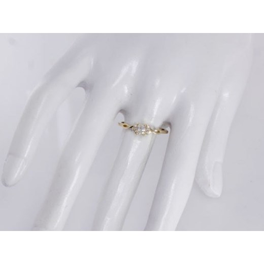 złoty pierścionek 585 z białą cyrkonią 12r Lovrin LOVRIN