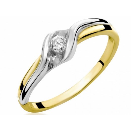 złoty pierścionek 585 białe złoto diament Lovrin LOVRIN
