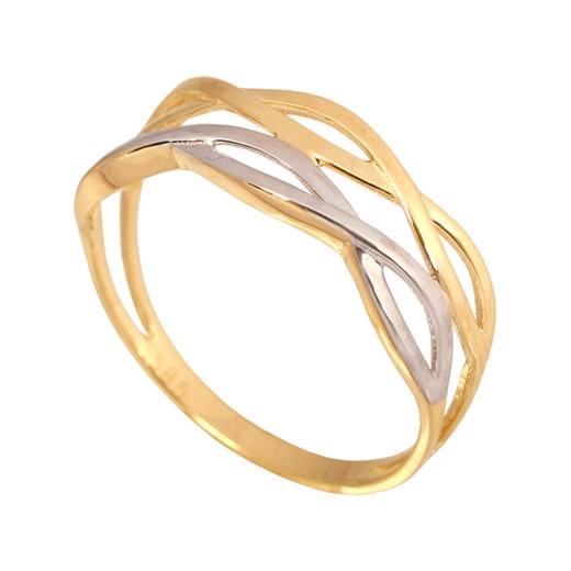 złoty pierścionek 585 obrączka z białym złotem r 12 Lovrin LOVRIN