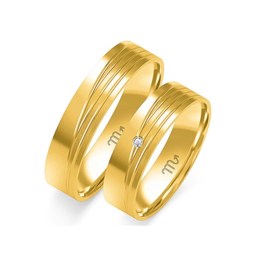 pierścionek obrączka ślubna złota 585 z diamentami Lovrin LOVRIN