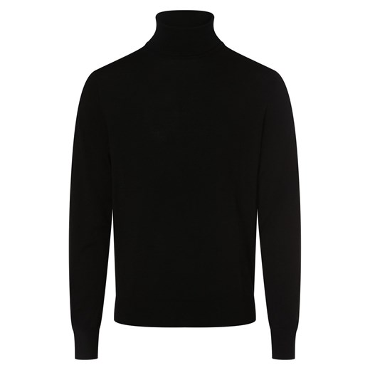 Finshley & Harding Sweter męski Mężczyźni Wełna czarny jednolity ze sklepu vangraaf w kategorii Swetry męskie - zdjęcie 164689964