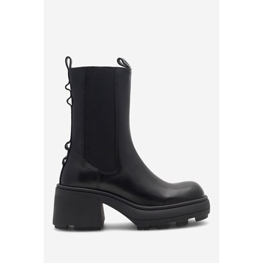 Botki BADURA casual na obcasie bez zapięcia czarne 