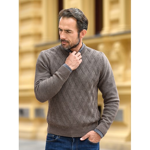 Sweter męski - wełna merino - Valentino - brąz - M ze sklepu Swetry Lasota w kategorii Swetry męskie - zdjęcie 164690663