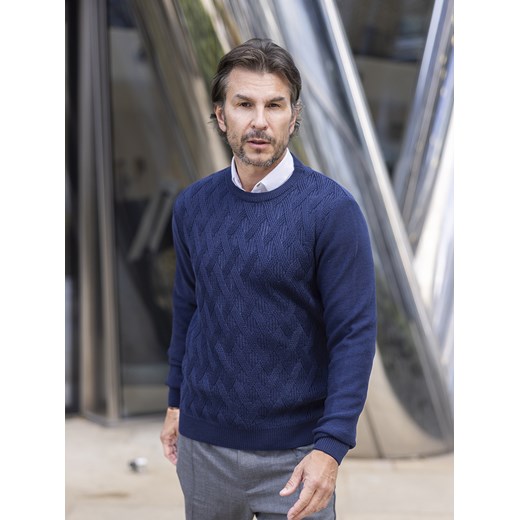 Sweter męski - wełna merino - Valentino - granat - M ze sklepu Swetry Lasota w kategorii Swetry męskie - zdjęcie 164690664