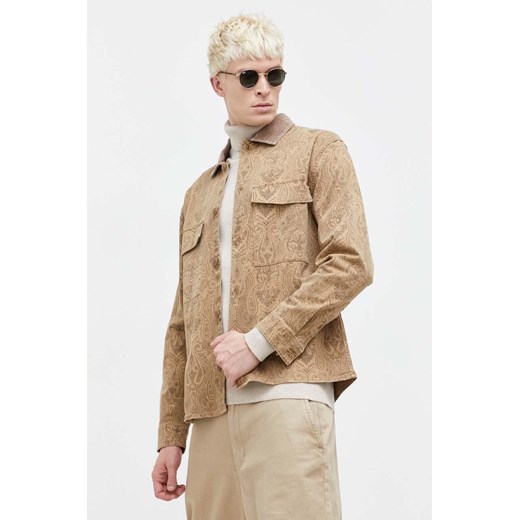 Abercrombie &amp; Fitch kurtka koszulowa kolor beżowy przejściowa oversize ze sklepu ANSWEAR.com w kategorii Kurtki męskie - zdjęcie 164692000