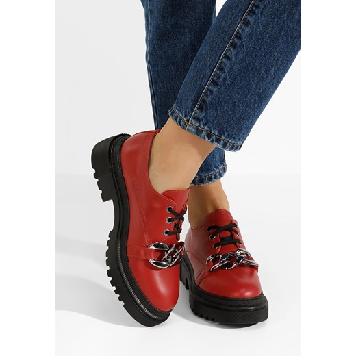 Czerwone półbuty damskie skórzane Vorea ze sklepu Zapatos w kategorii Półbuty damskie - zdjęcie 164694373