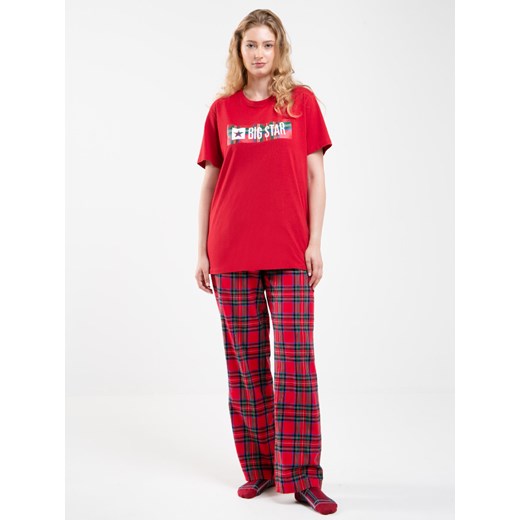 Spodnie piżamowe unisex w kratę czerwone Senmoon 603 ze sklepu Big Star w kategorii Piżamy damskie - zdjęcie 164697754