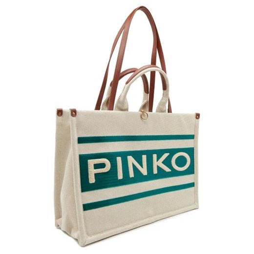 Pinko Torebka na ramię SHOPPER CANVAS RICICLATO + STA Pinko Uniwersalny Gomez Fashion Store
