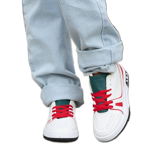 Inna Biało-czerwone buty z zielonym językiem Archie białe ze sklepu ButyModne.pl w kategorii Buty sportowe damskie - zdjęcie 164714024