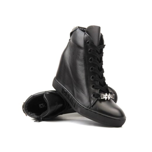Sneakersy damskie na ukrytym koturnie CARINII B9177, czarne ze sklepu ulubioneobuwie w kategorii Botki - zdjęcie 164717783