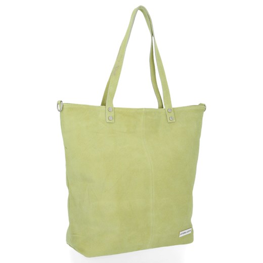 Uniwersalna Torebka Skórzana Shopper Bag firmy Vittoria Gotti Limonka ze sklepu PaniTorbalska w kategorii Torby Shopper bag - zdjęcie 164720113