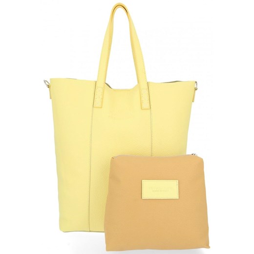 Vittoria Gotti Firmowy Shopper Made in Italy z Kosmetyczką Limonka ze sklepu PaniTorbalska w kategorii Torby Shopper bag - zdjęcie 164721421