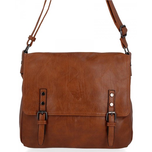 BEE BAG Duża Listonoszka Damska Adelia w Stylu Vintage Brązowa Bee Bag One Size PaniTorbalska