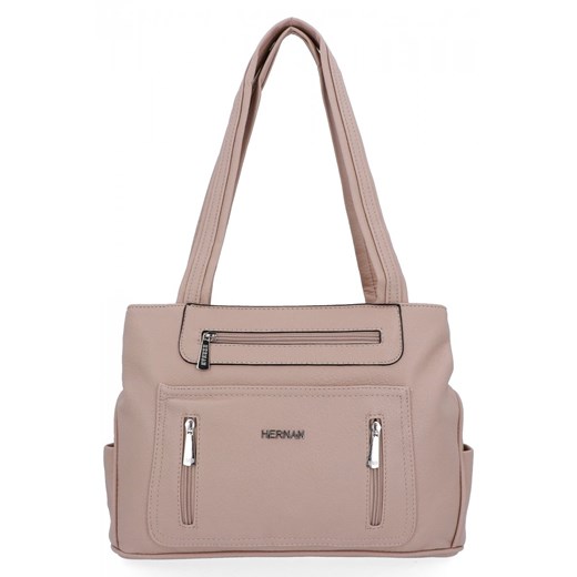 Torebka Damska Shopper Bag firmy Hernan 3892 Ciemno Beżowa ze sklepu PaniTorbalska w kategorii Torby Shopper bag - zdjęcie 164723691