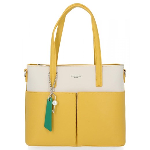 Modne Klasyczne Torebki Damskie firmy David Jones Żółta ze sklepu PaniTorbalska w kategorii Torby Shopper bag - zdjęcie 164724573