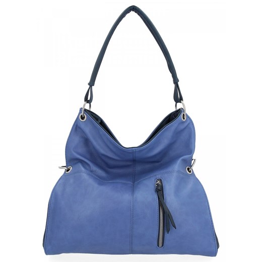Uniwersalna Torebka damska Shopper Bag XL firmy Hernan HB0170 Niebieska ze sklepu PaniTorbalska w kategorii Torby Shopper bag - zdjęcie 164726501