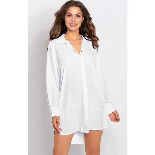 Elegancka biała koszula nocna oversize Bella, Kolor biały, Rozmiar S/M, Momenti per me ze sklepu Intymna w kategorii Koszule nocne - zdjęcie 164737561