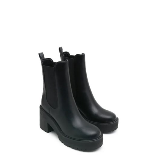 Workery damskie Guess czarne na obcasie casual zimowe bez zapięcia z tkaniny 